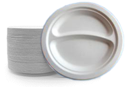 Ecozoe - Disposable 2-Compartment Round Plates