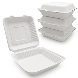 Ecozoe - 50 pcs - Disposable 9" 1500ml Clamshell, Bagasse, Biodegradable, Sustainable, Ecofriendly