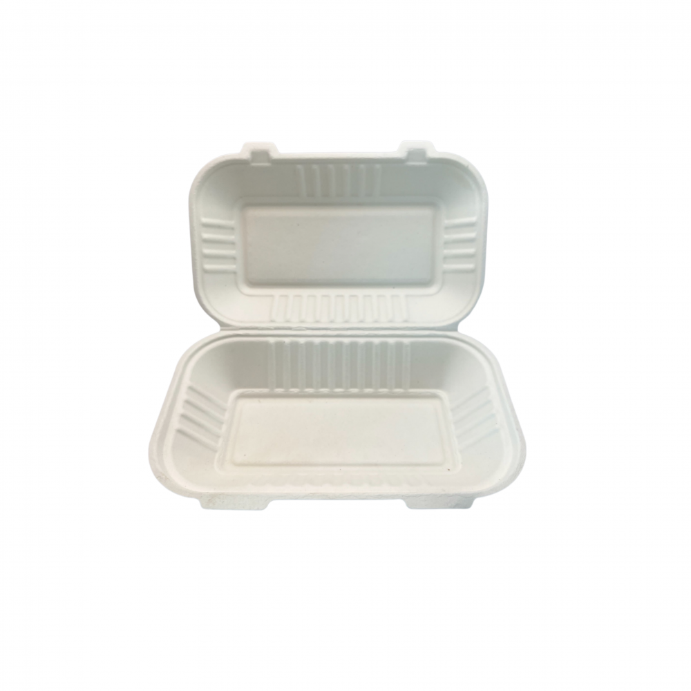 Ecozoe - 25 pcs - Disposable Clamshell 9" x 6", Bagasse, Biodegradable, Sustainable, Ecofriendly