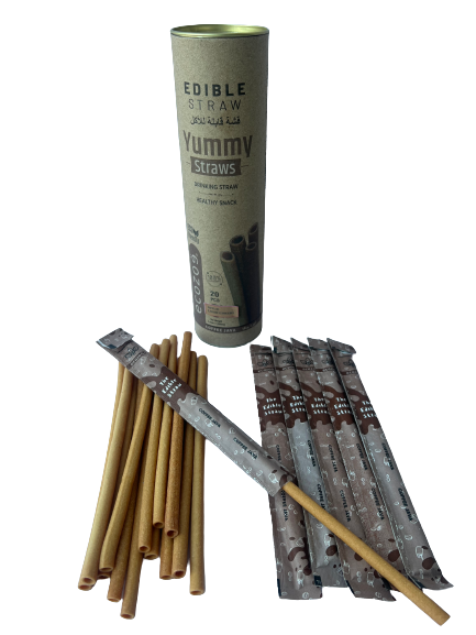 Edible Drinking Straws - COFFEE Flavoured, 8.00mm X 200mm, Individually Wrapped
