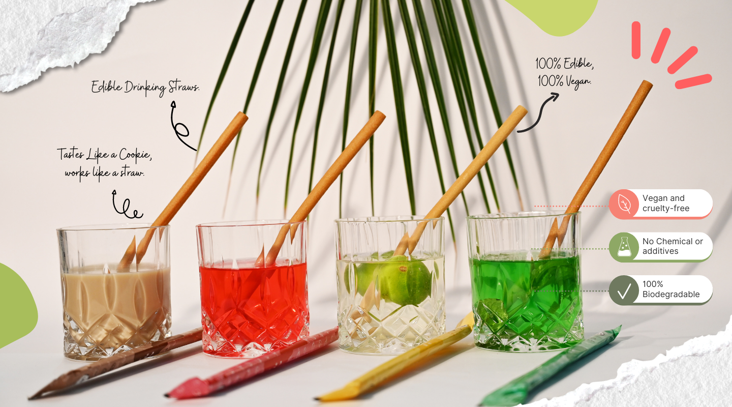 Edible Drinking Straws - COFFEE Flavoured, 8.00mm X 200mm, Individually Wrapped