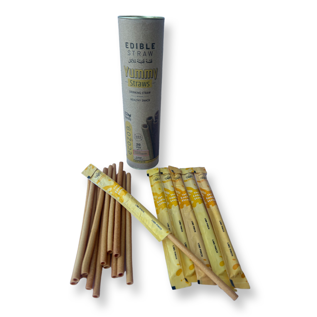Edible Drinking Straws - LIME Flavoured, 8.00mm X 200mm, Individually Wrapped