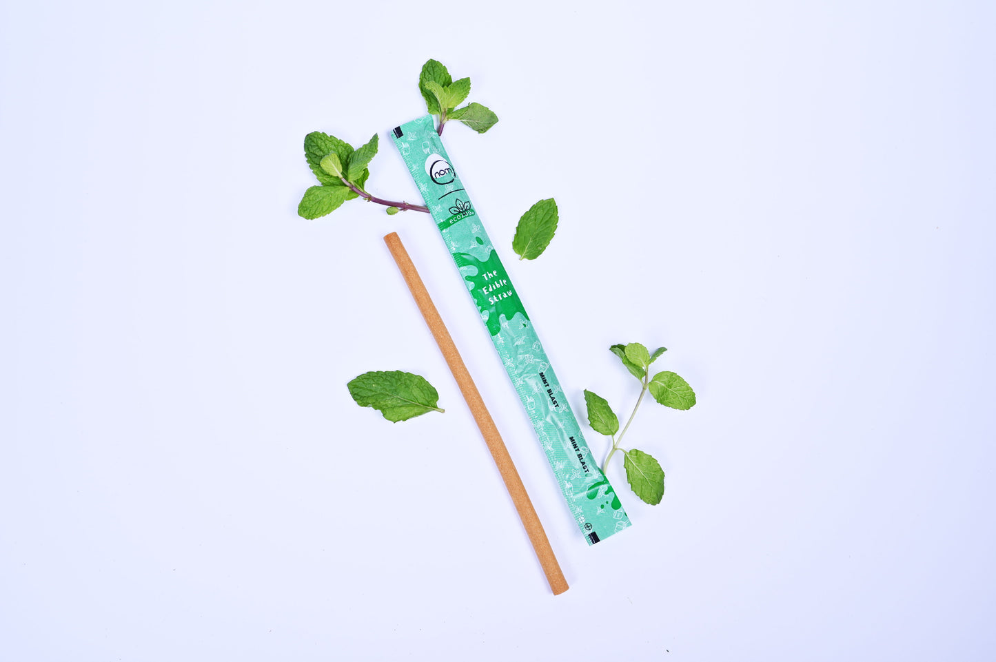 Edible Drinking Straws - MINT Flavoured, 8.00mm X 200mm, Individually Wrapped
