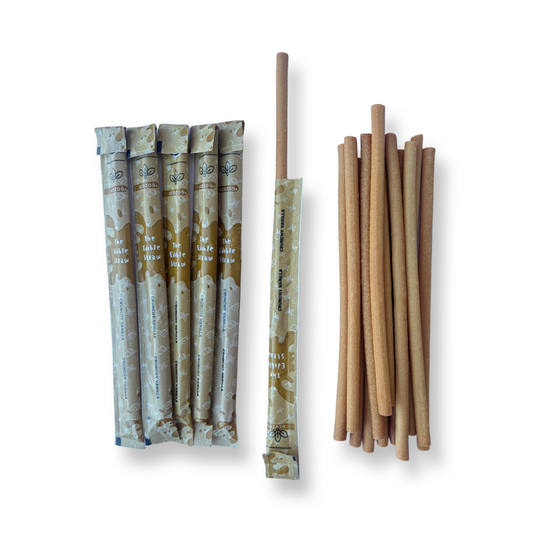 Edible Drinking Straws - VANILLA Flavoured, 8.00mm X 200mm, Individually Wrapped