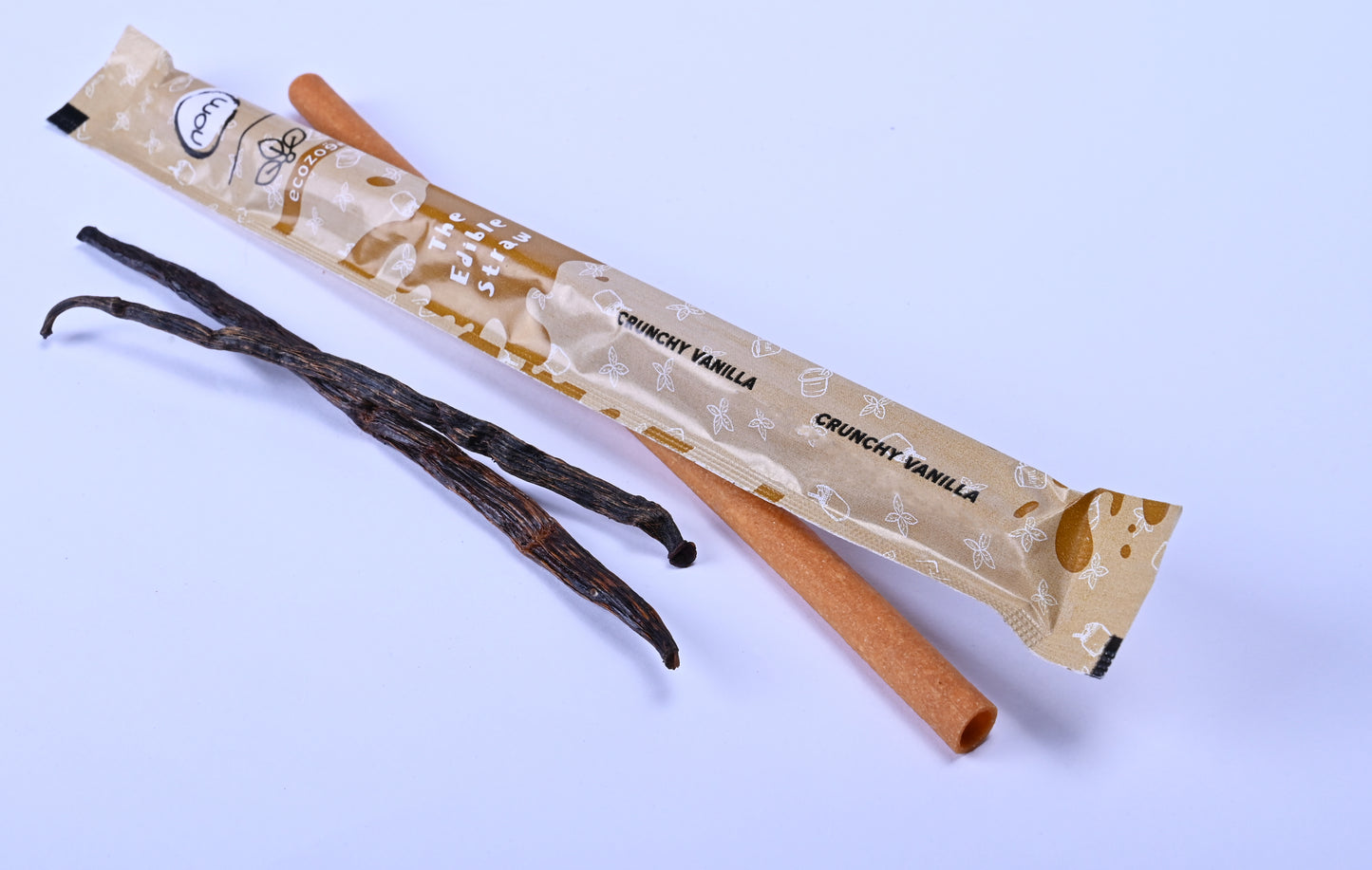 Edible Drinking Straws - VANILLA Flavoured, 8.00mm X 200mm, Individually Wrapped