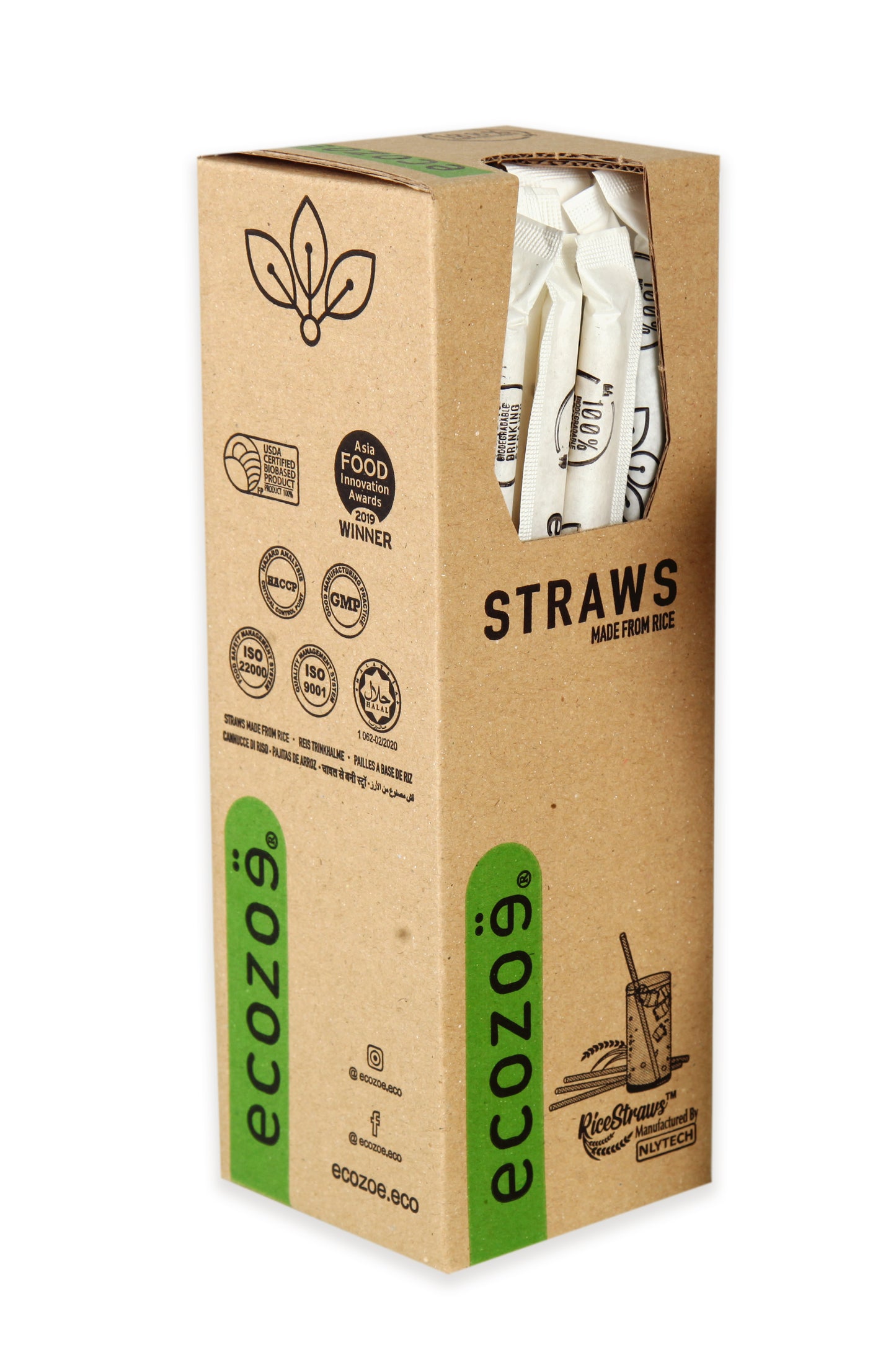 60 pcs - 9mm Biodegradable Drinking Straws, for Juice - BLACK - Individually Wrapped