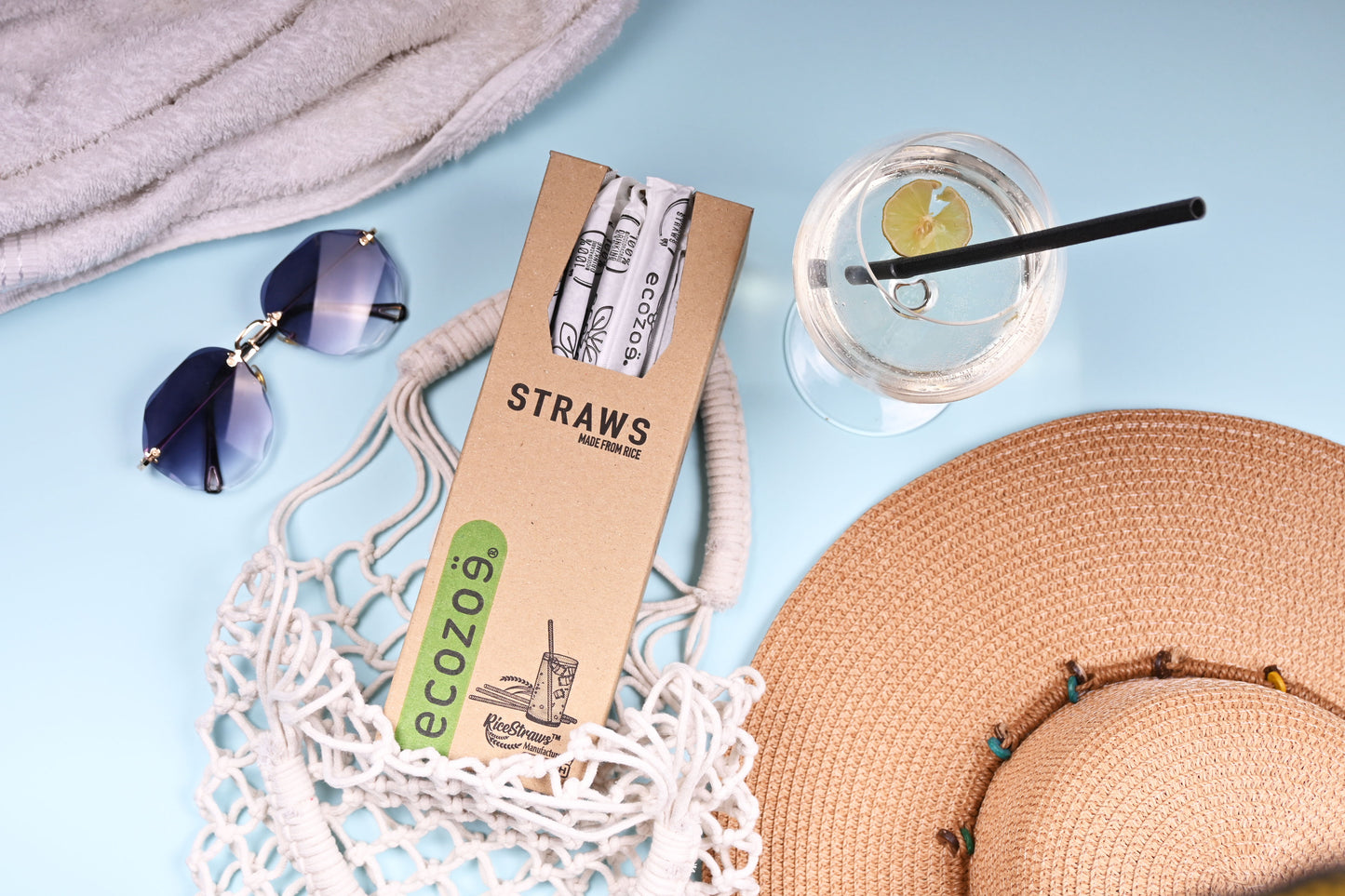 60 pcs - 9mm Biodegradable Drinking Straws, for Juice - White Natural - individually Wrapped