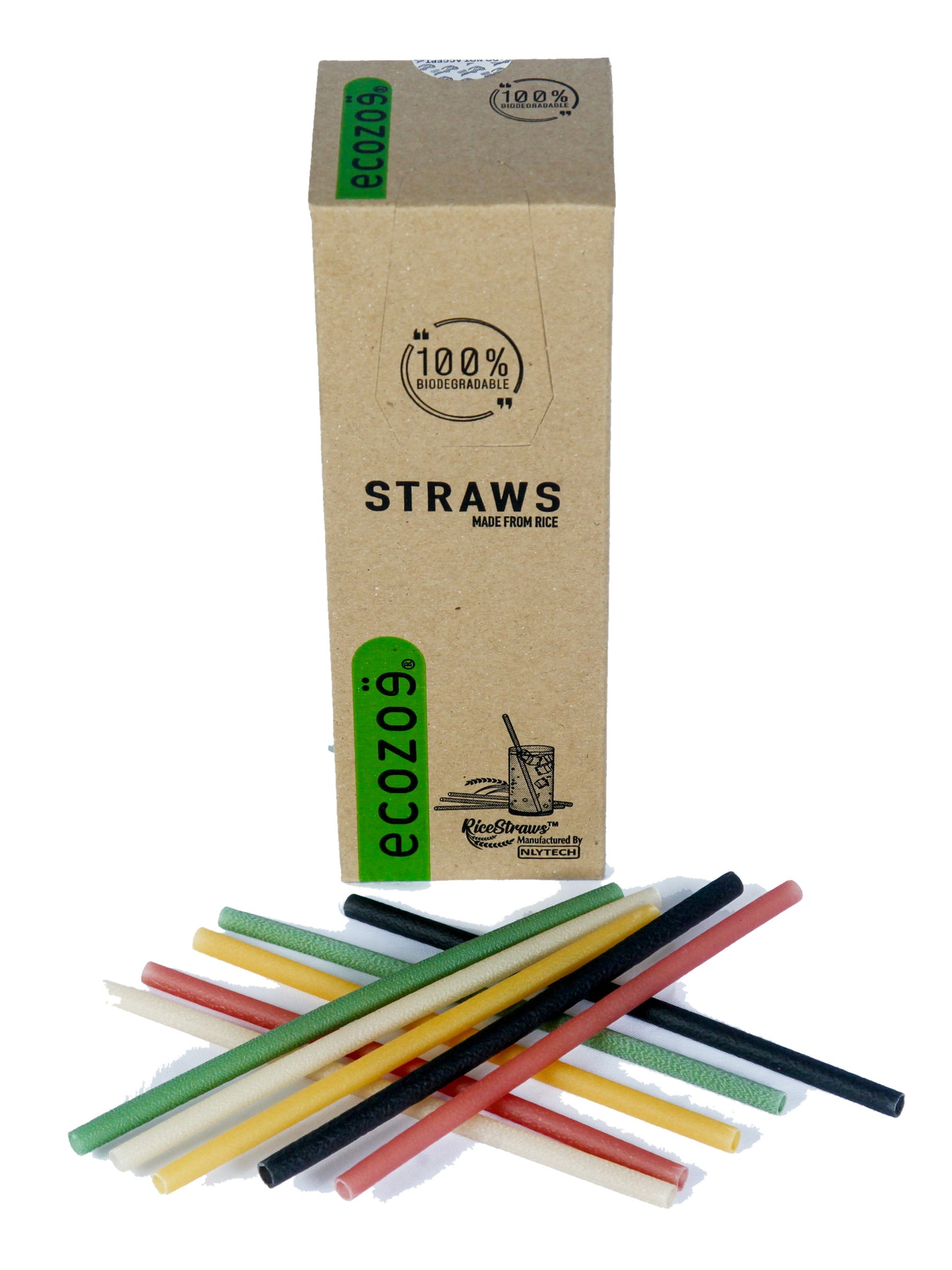 60 pcs - 9mm Biodegradable Drinking Straws, for Juice - Mixed Colours - individually Wrapped