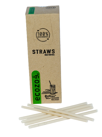 60 pcs - 9mm Biodegradable Drinking Straws, for Juice - White Natural - individually Wrapped