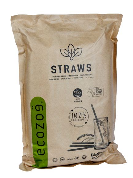 100 pcs - Biodegradable Drinking Straws, 9mm, for Juice - BLACK - individually Wrapped