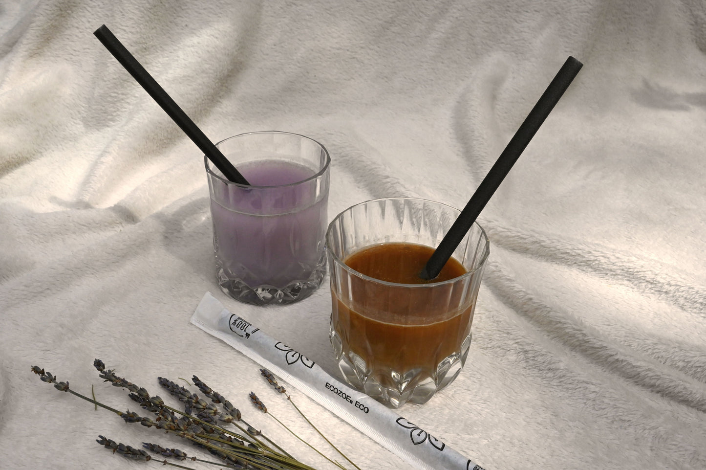 100 pcs - Biodegradable Drinking Straws, 9mm, for Juice - BLACK - individually Wrapped