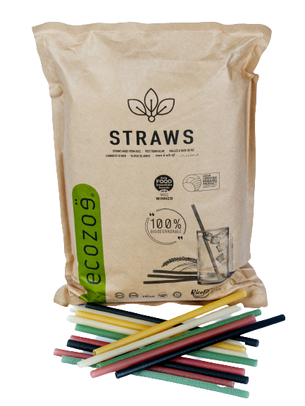 100 pcs - Biodegradable Drinking Straws, 9mm , for Juice - Mixed Colours  - individually Wrapped