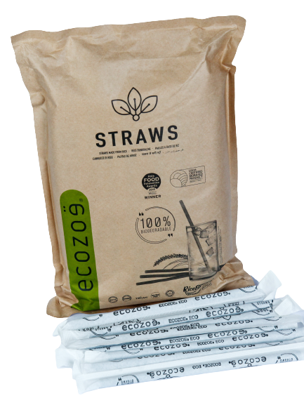 100 pcs - Biodegradable Drinking Straws, 9mm , for Juice - White Natural - individually Wrapped