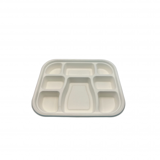 Ecozoe - 25 pcs - Meal Trays - 8 CP , BAGASSE - Extra Deep - White . Biodegradable, Sustainable, Ecofriendly