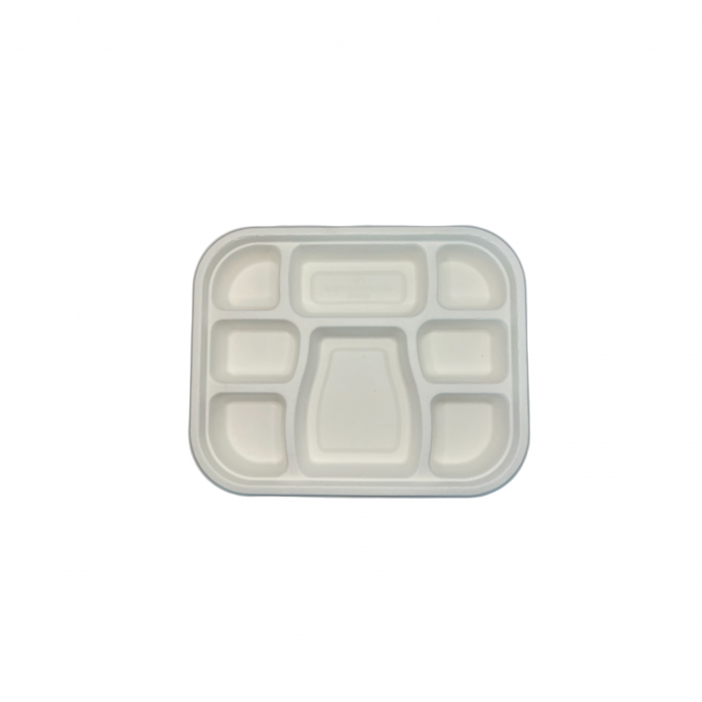 Ecozoe - 25 pcs - Meal Trays - 8 CP , BAGASSE - Extra Deep - White . Biodegradable, Sustainable, Ecofriendly
