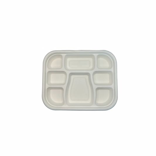 Ecozoe - 25 pcs - Meal Trays - 8 CP , BAGASSE - Extra Deep - White . Biodegradable, Sustainable, Ecofriendly