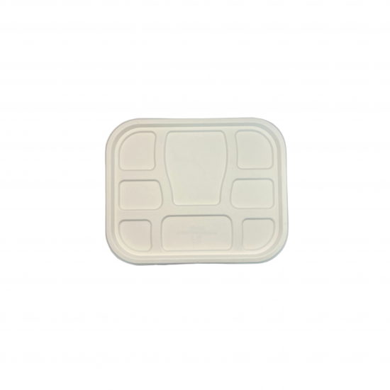 Ecozoe - 25 pcs - LID for Meal Trays - 8 CP , BAGASSE - White . Biodegradable, Sustainable, Ecofriendly