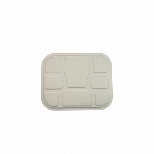 Ecozoe - 25 pcs - LID for Meal Trays - 8 CP , BAGASSE - White . Biodegradable, Sustainable, Ecofriendly
