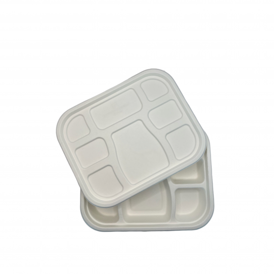 Ecozoe - 25 pcs - LID for Meal Trays - 8 CP , BAGASSE - White . Biodegradable, Sustainable, Ecofriendly