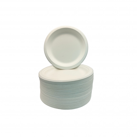 Ecozoe - 50 pcs - Disposable Round Plates 7", Bagasse, Biodegradable, Sustainable, Ecofriendly