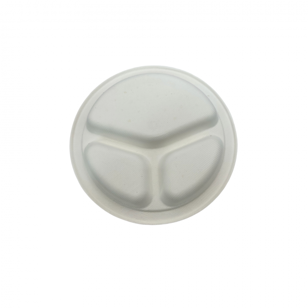 Ecozoe - 25 pcs - Disposable 3CP - 9" Round Rlates, Bagasse, Biodegradable, Sustainable, Ecofriendly