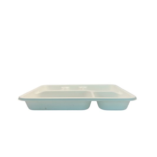 Ecozoe- 25 pcs - Meal trays - 5 CP , BAGASSE - extra deep - White . Biodegradable, sustainable, ecofriendly