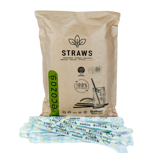 13mm Biodegradable Drinking Straws , for Bubble Tea / Thickshakes - White Natural - individually Wrapped