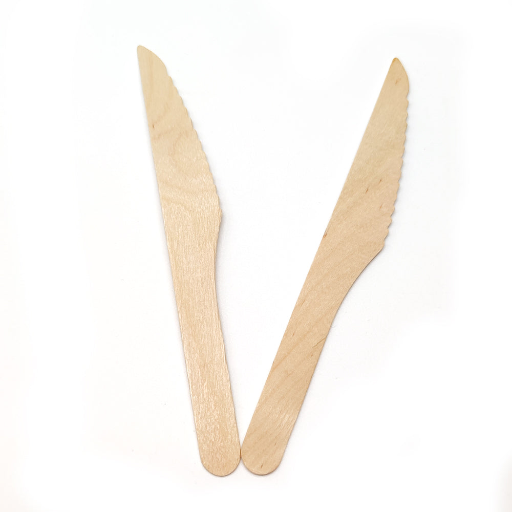 Ecozoe - 25 pcs of Wooden Knife, Natural , Biodegradable