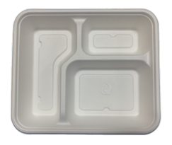 Ecozoe - 50 pcs - Disposable 3-Compartment Tray, Bagasse, Biodegradable, Sustainable, Ecofriendly