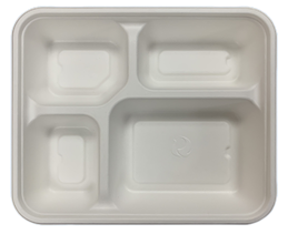 Ecozoe - 50 pcs - Disposable 4-Compartment Tray, Bagasse, Biodegradable, Sustainable, Ecofriendly