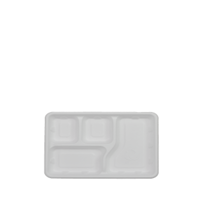 Ecozoe - 50 pcs - Disposable 4-Compartment Tray, Bagasse, Biodegradable, Sustainable, Ecofriendly