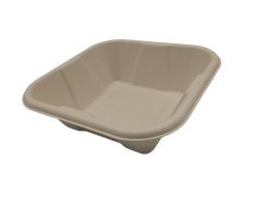 Ecozoe - 150 pcs - Disposable 165mm Shallow Square Box, Bagasse, Biodegradable, Sustainable, Ecofriendly