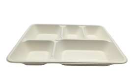 Ecozoe - 50 pcs - Disposable 5-Comparment Tray, Bagasse, Biodegradable, Sustainable, Ecofriendly