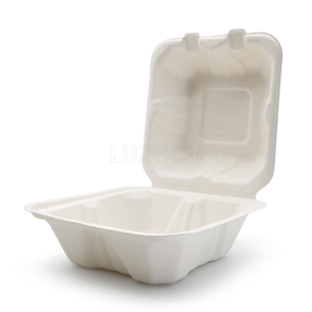 Ecozoe - 50 pcs - Disposable 6" Hamburger Box, Bagasse, Biodegradable, Sustainable, Ecofriendly