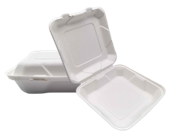 Ecozoe - 50 pcs - Disposable 8" 900ml Clamshell, Bagasse, Biodegradable, Sustainable, Ecofriendly