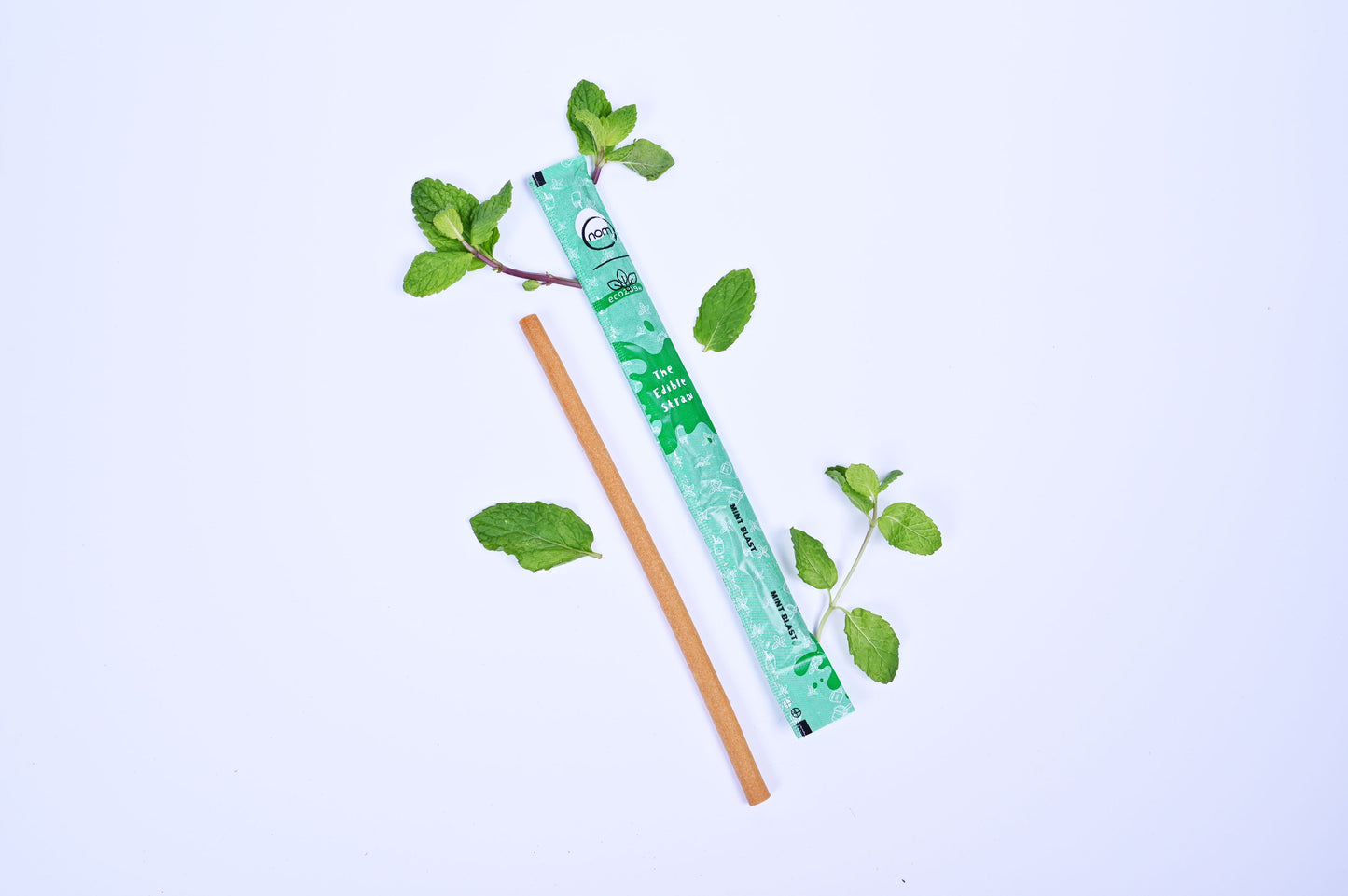 Edible Drinking Straws -  MINT Flavoured, 8.00mm X 200mm, Individually Wrapped