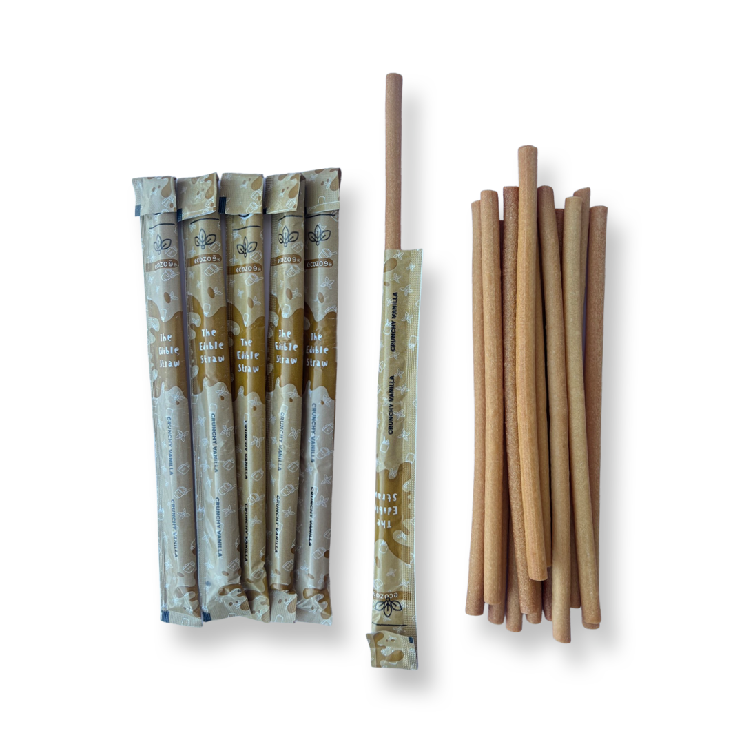 Edible Drinking Straws -  VANILLA Flavoured, 8.00mm X 200mm, Individually Wrapped