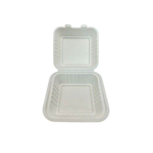 Ecozoe - 25 pcs - Clamshell 6" x 6", Bagasse, . Biodegradable, sustainable, ecofriendly