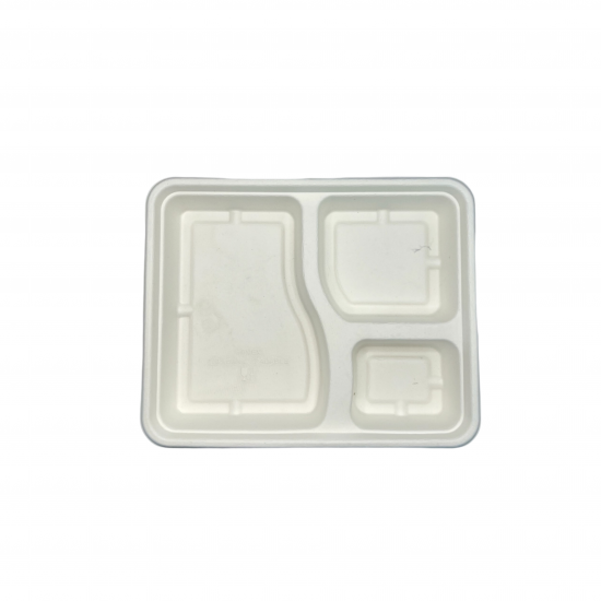 Ecozoe - 25 pcs - Meal Trays - 3 CP - Extra Deep, BAGASSE (sugarcane), White. Biodegradable, Sustainable, Ecofriendly