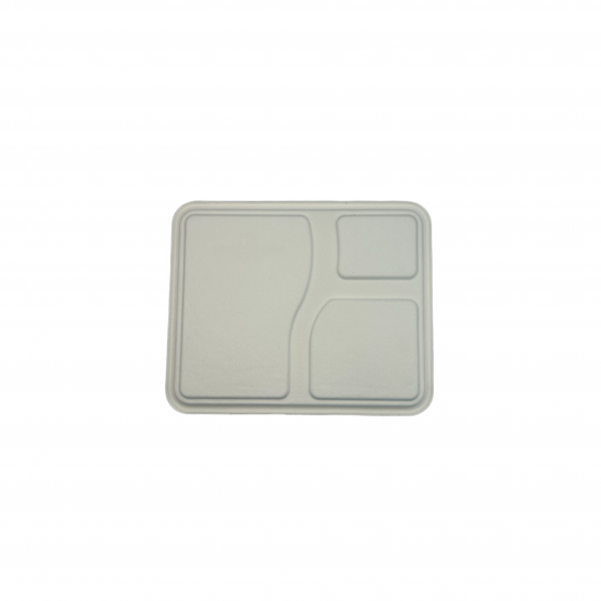 Ecozoe - 25 pcs - LID for Meal Trays - 3 CP, BAGASSE - White . Biodegradable, Sustainable, Ecofriendly