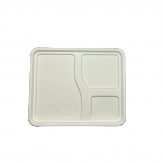 Ecozoe - 25 pcs - LID for Meal Trays - 3 CP, BAGASSE - White . Biodegradable, Sustainable, Ecofriendly