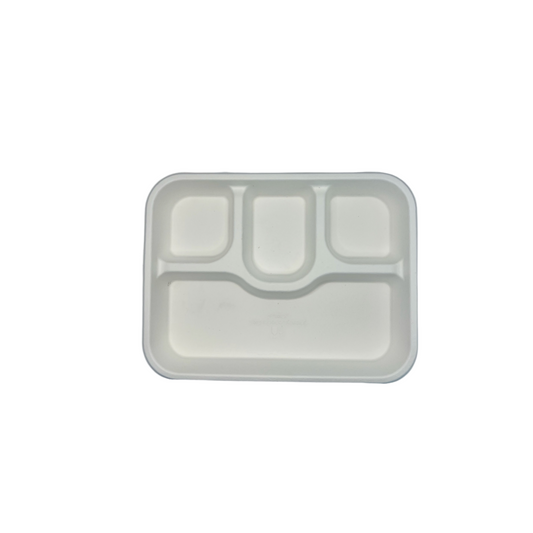 Ecozoe - 25 pcs - Meal Trays - 4 CP - Extra Deep, BAGASSE (sugarcane), White. Biodegradable, Sustainable, Ecofriendly