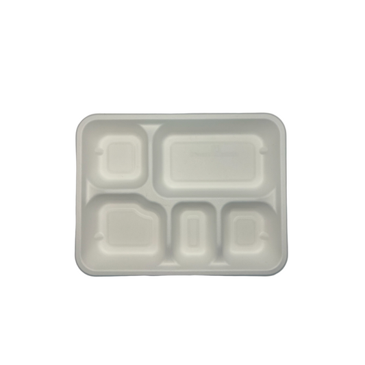 Ecozoe- 25 pcs - Meal trays - 5 CP , BAGASSE - extra deep - White . Biodegradable, sustainable, ecofriendly