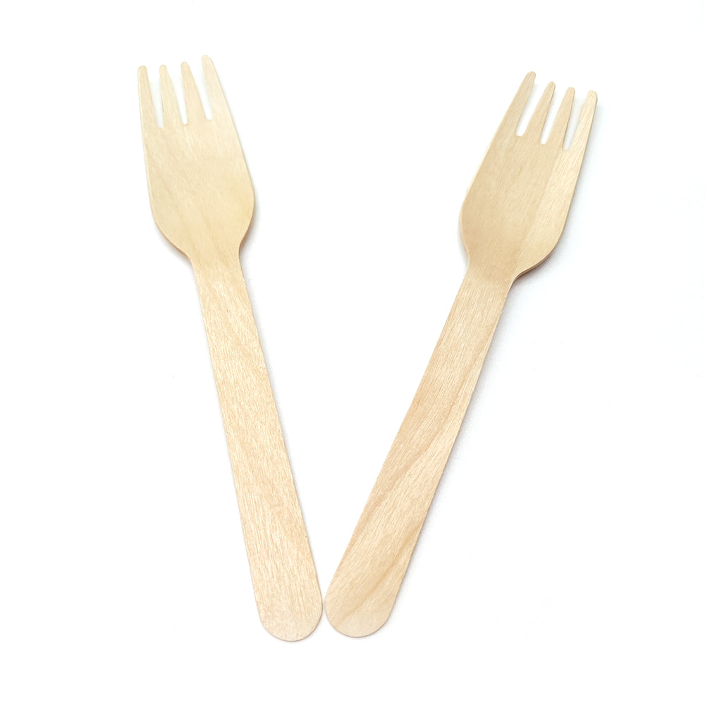 Ecozoe - 25 pcs of Wooden Fork, Natural, Biodegradable