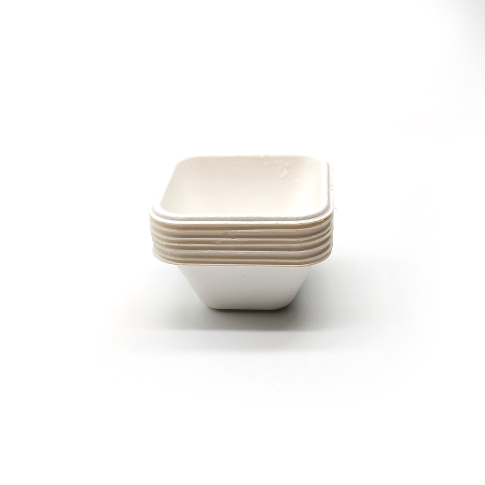 Ecozoe - 25 pcs of Square Deep Sauce Dish, Bagasse, Biodegradable, Sustainable