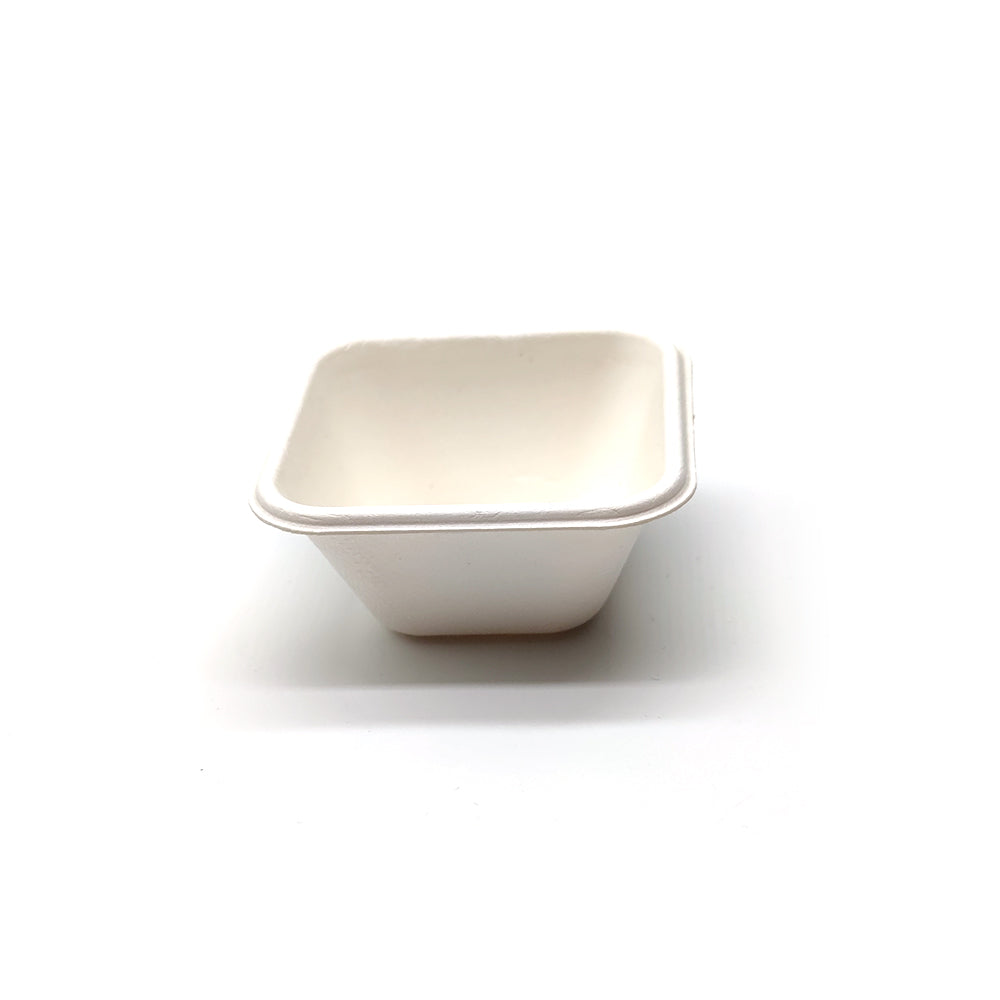 Ecozoe - 25 pcs of Square Deep Sauce Dish, Bagasse, Biodegradable, Sustainable