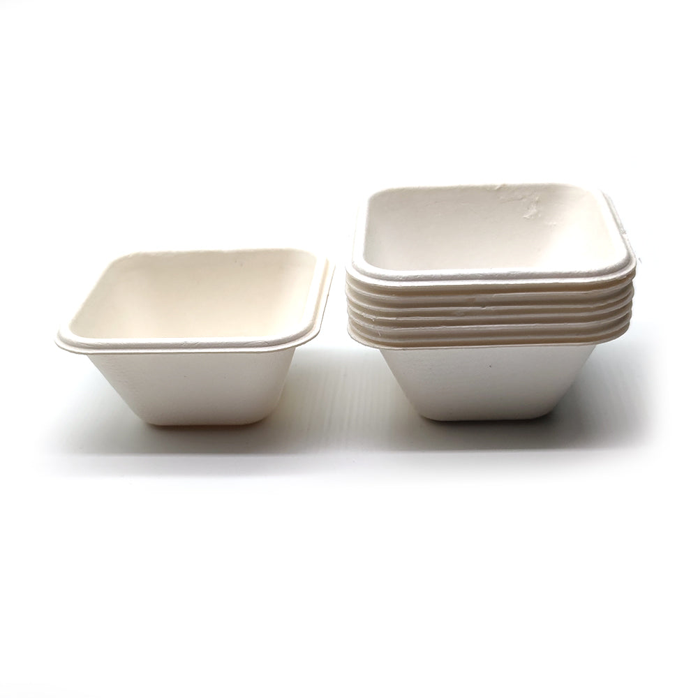 Ecozoe - 25 pcs of Square Deep Sauce Dish, Bagasse, Biodegradable, Sustainable